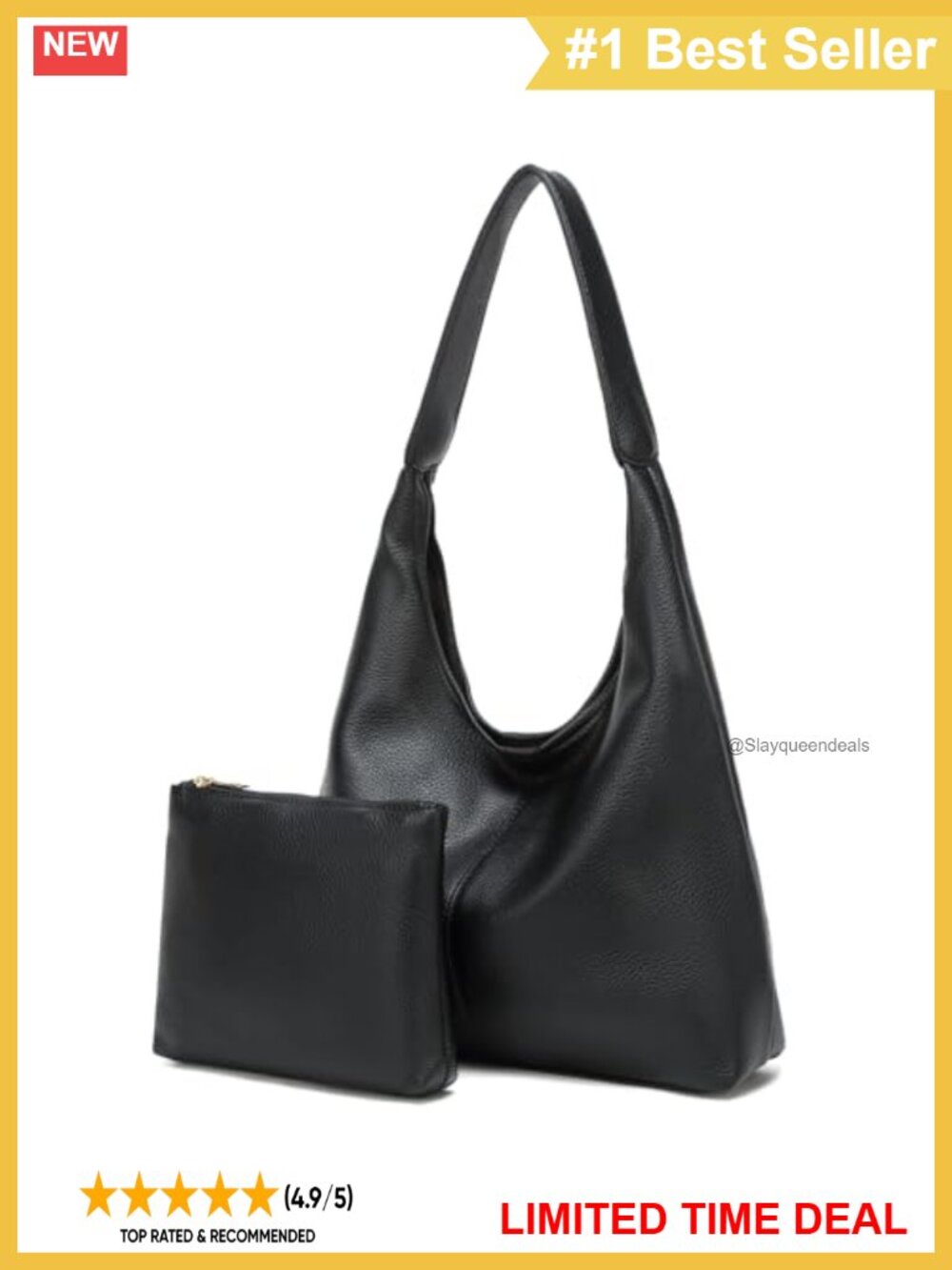 Slouchy Hobo Shoulder Bag Soft PU Leather Tote Purse for Work Travel